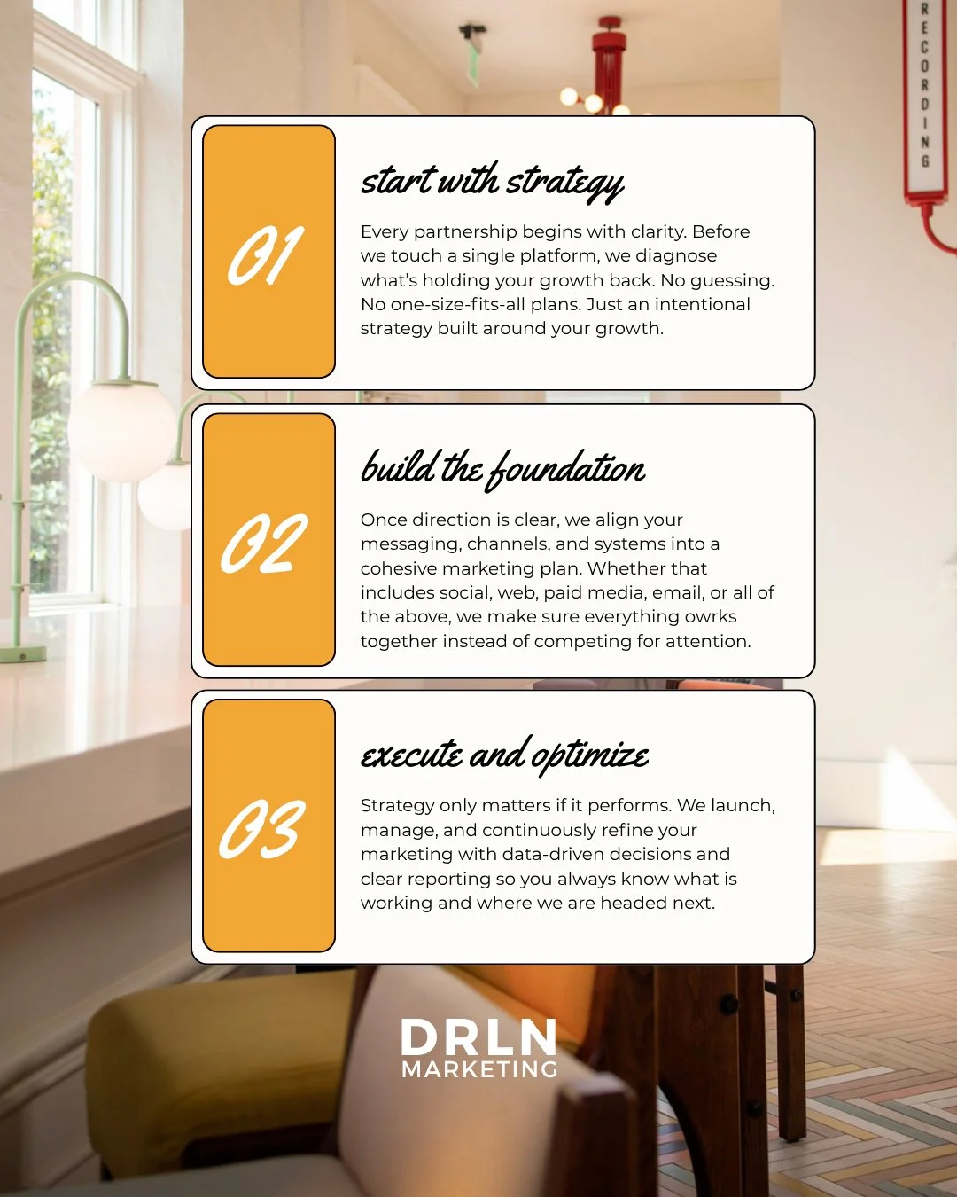 Our 3-step process to build your marketing machine ✨ Most brands don&rsquo;t have a marketing problem, they have a strategy &amp; execution problem.⁠
⁠
Here&rsquo;s how we fix it ⬇️⁠
⁠
1) Start with strategy: Before we touch a single platform, we get