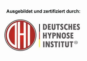 Logo des Deutschen Hypnose Instituts mit Text und Abkürzung 'DH' in rotem Kreis