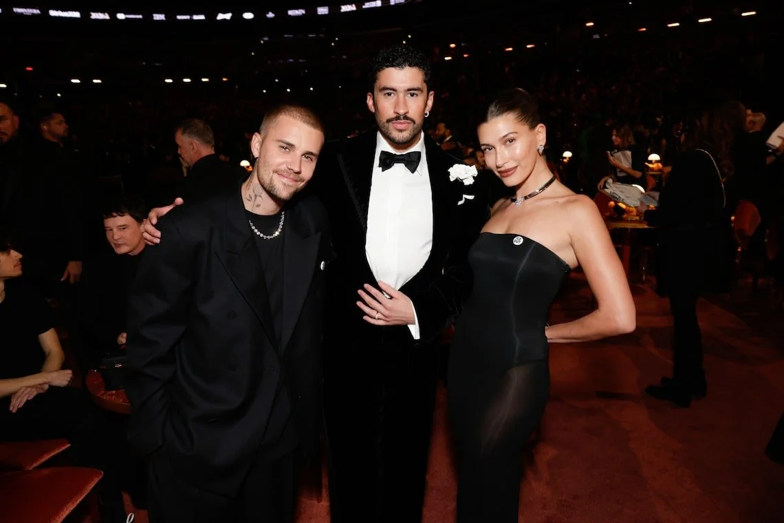 Justin Bieber, Bad Bunny, and Haily Bieber
