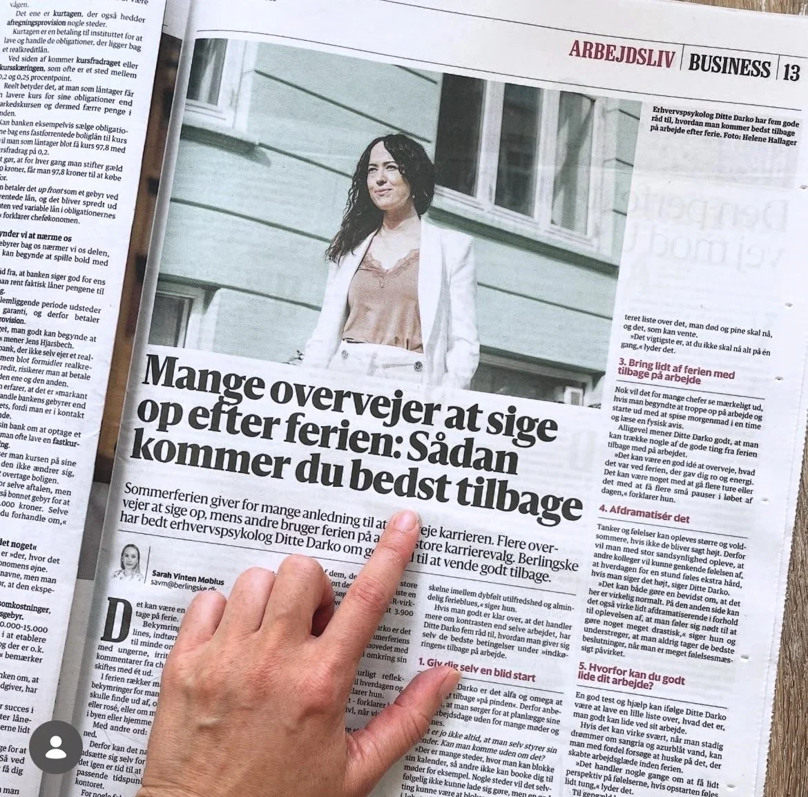 Ditte Darko i Berlingkse Busines Avis