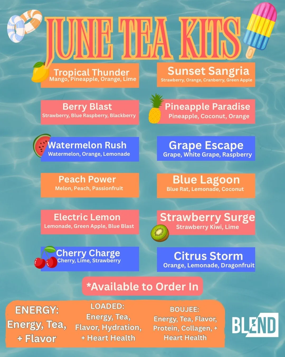 ☀️ June Tea Kits are here and this month's menu is giving full summer!

12 flavors. 12 servings. All the energy, hydration, and heart health you need to take on the season. Choose your level, Energy, Loaded, or Boujee, and we'll take care of the rest