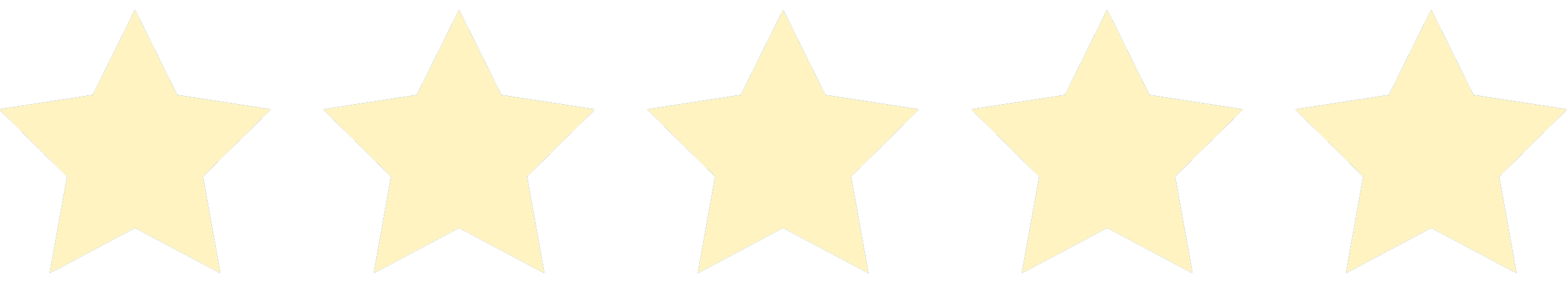 Five 5-pointed stars in a horizontal row, light yellow color.