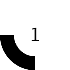 Geometric drawing of an outline square with sections divided by vertical, horizontal, and diagonal lines.