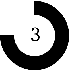 Geometric drawing of an outline square with sections divided by vertical, horizontal, and circle lines.