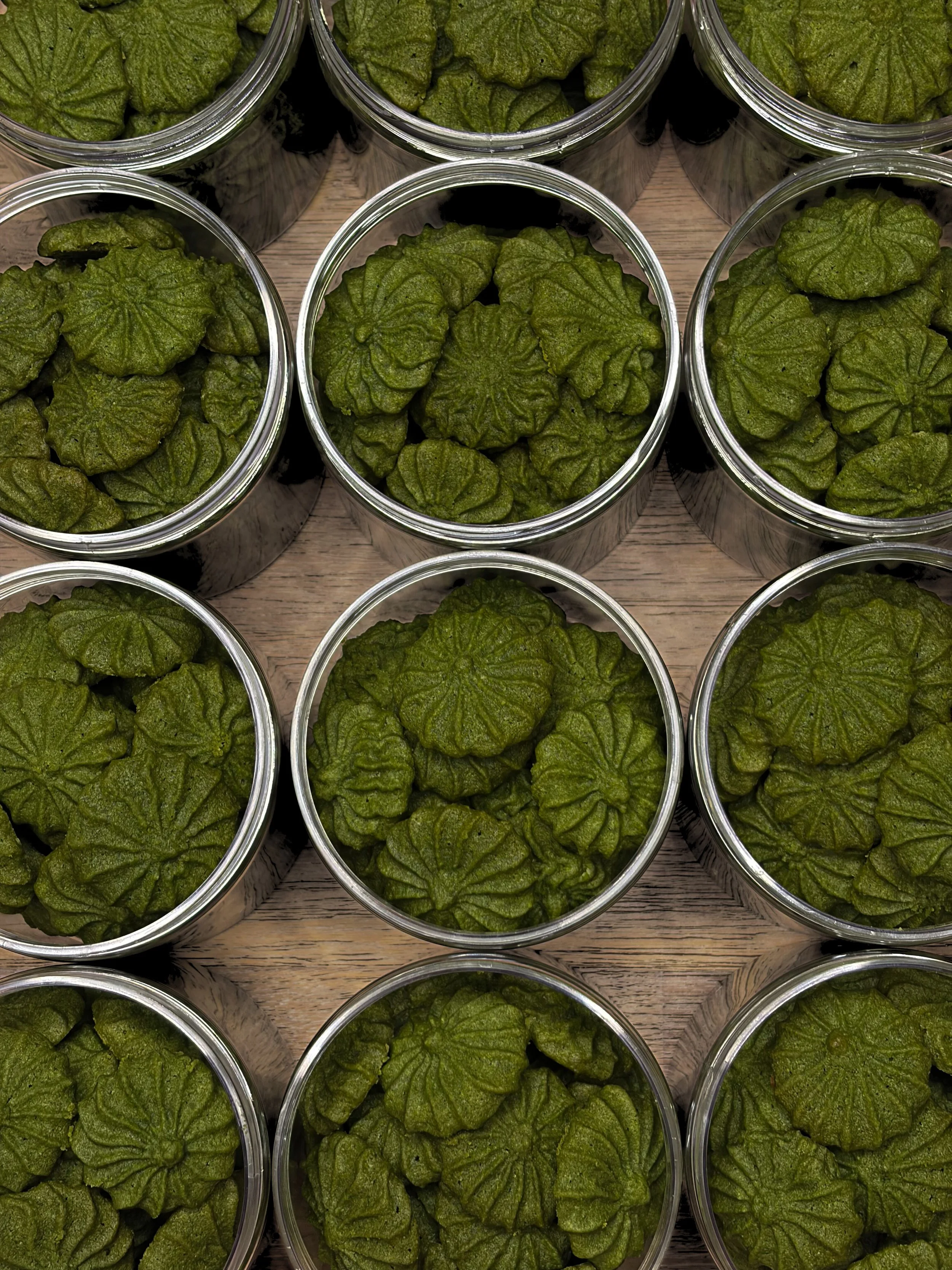 Matcha butter cookies made with ceremonial-grade matcha from a Singapore matcha bakery.