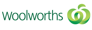 Green Woolworths text with the Woolworths green logo to the right of the text.