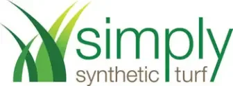 Simply synthetic turf logo with green grass graphic and text.