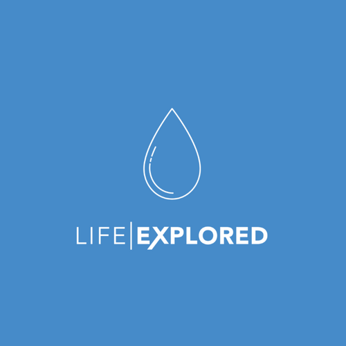 A blue background with a white water droplet icon and the words "LIFE EXPLORER" beneath it.