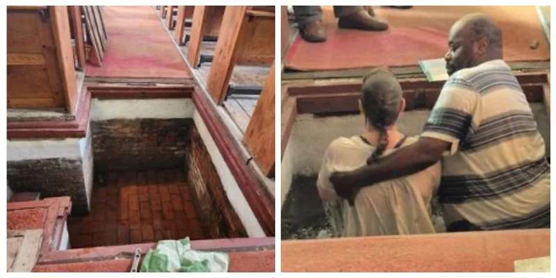 Church's first baptism in 35 years - in original baptistry