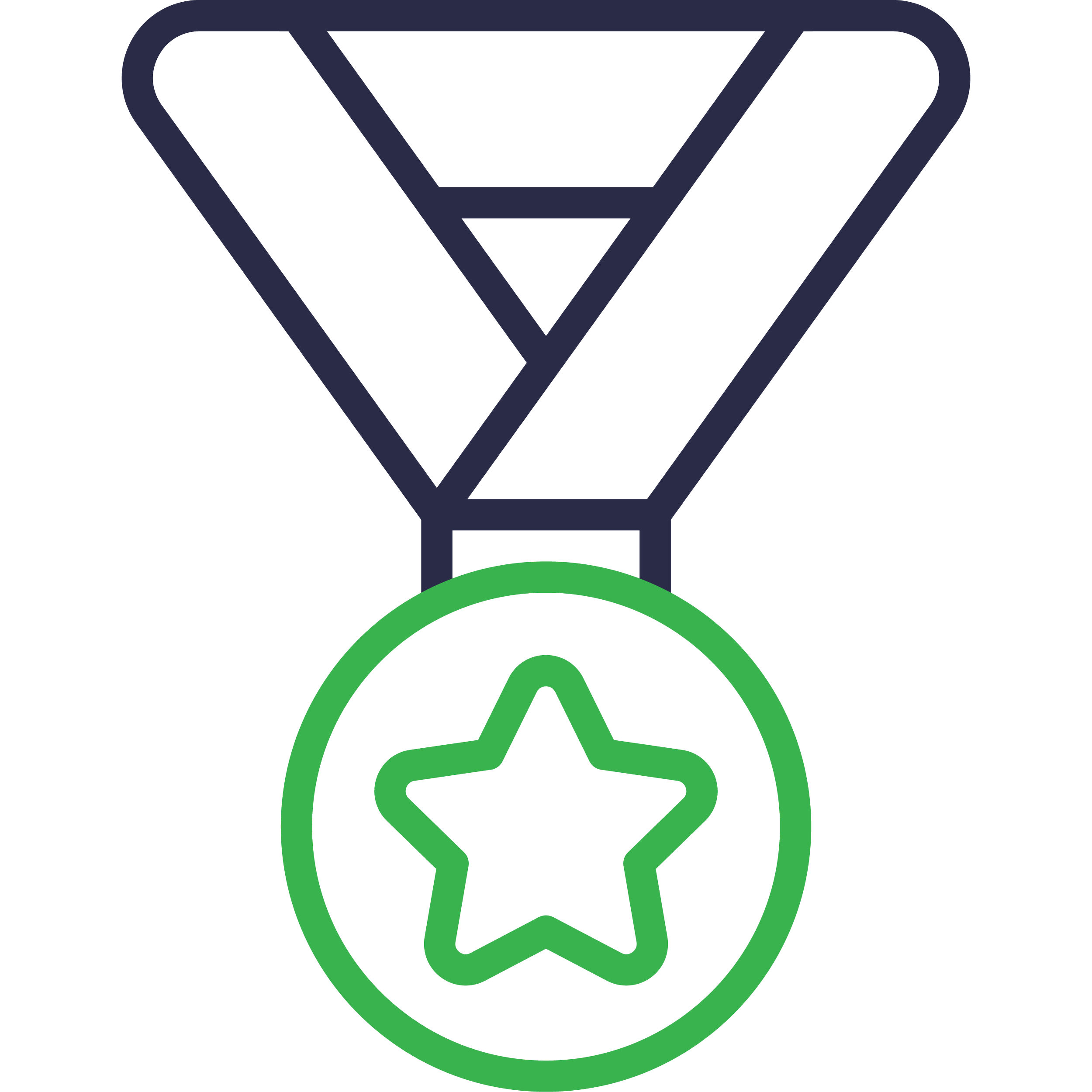 Outline drawing of a medal with a star in the center, featuring a green circle around the star and a dark blue ribbon.