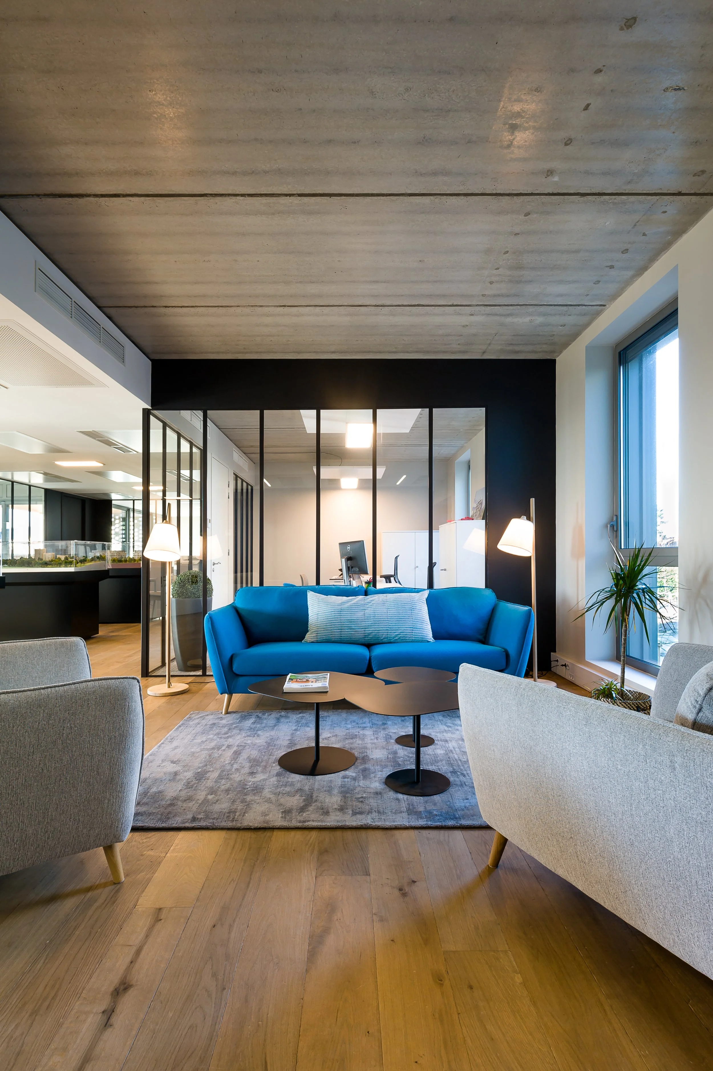 Aménagement de bureaux La Rochelle, Niort, verrière, parquet, bois, cuisine