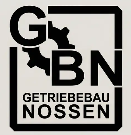 Logo mit den Buchstaben G, B und N, darunter das Wort Getriebe Bau Nossen, umrahmt von einem quadratischen Rahmen.