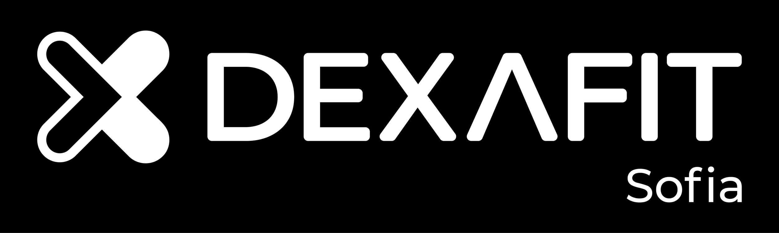 A black background with a white logo that includes a stylized heart with an "X" in the middle, the word "DAXET" in white capital letters, and the name "Sofia" in smaller white text.