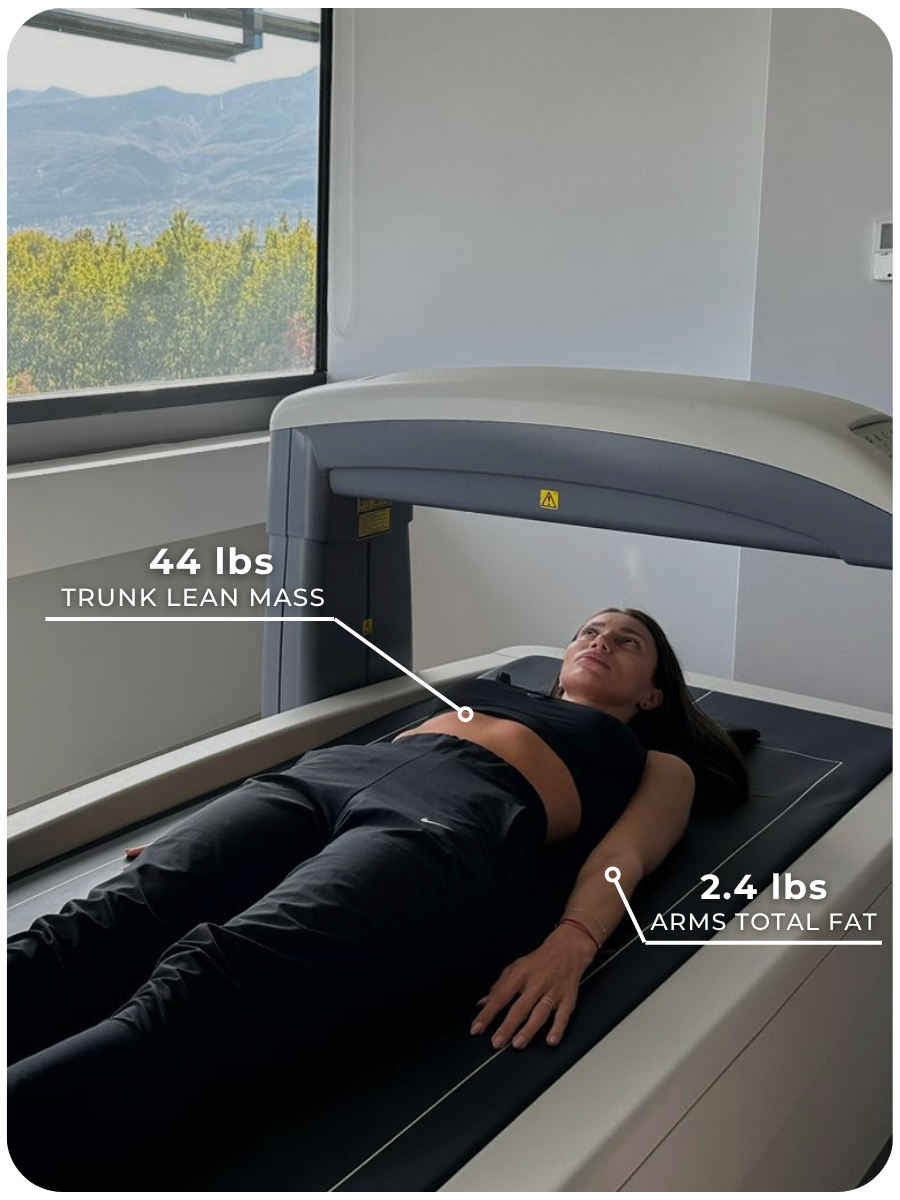 Woman performing a DEXA  scan at DexaFit Sofia, Bulgaria