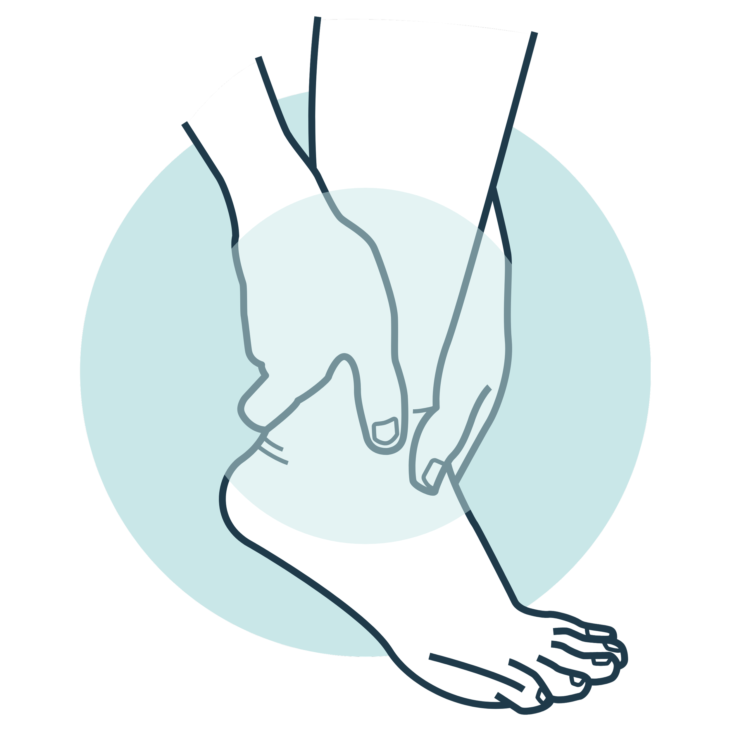 Illustration montrant deux mains effectuant un massage cardiaque. L'une des mains est posée sur la poitrine de la personne et l'autre en dessous, avec un cercle de fond bleu clair.