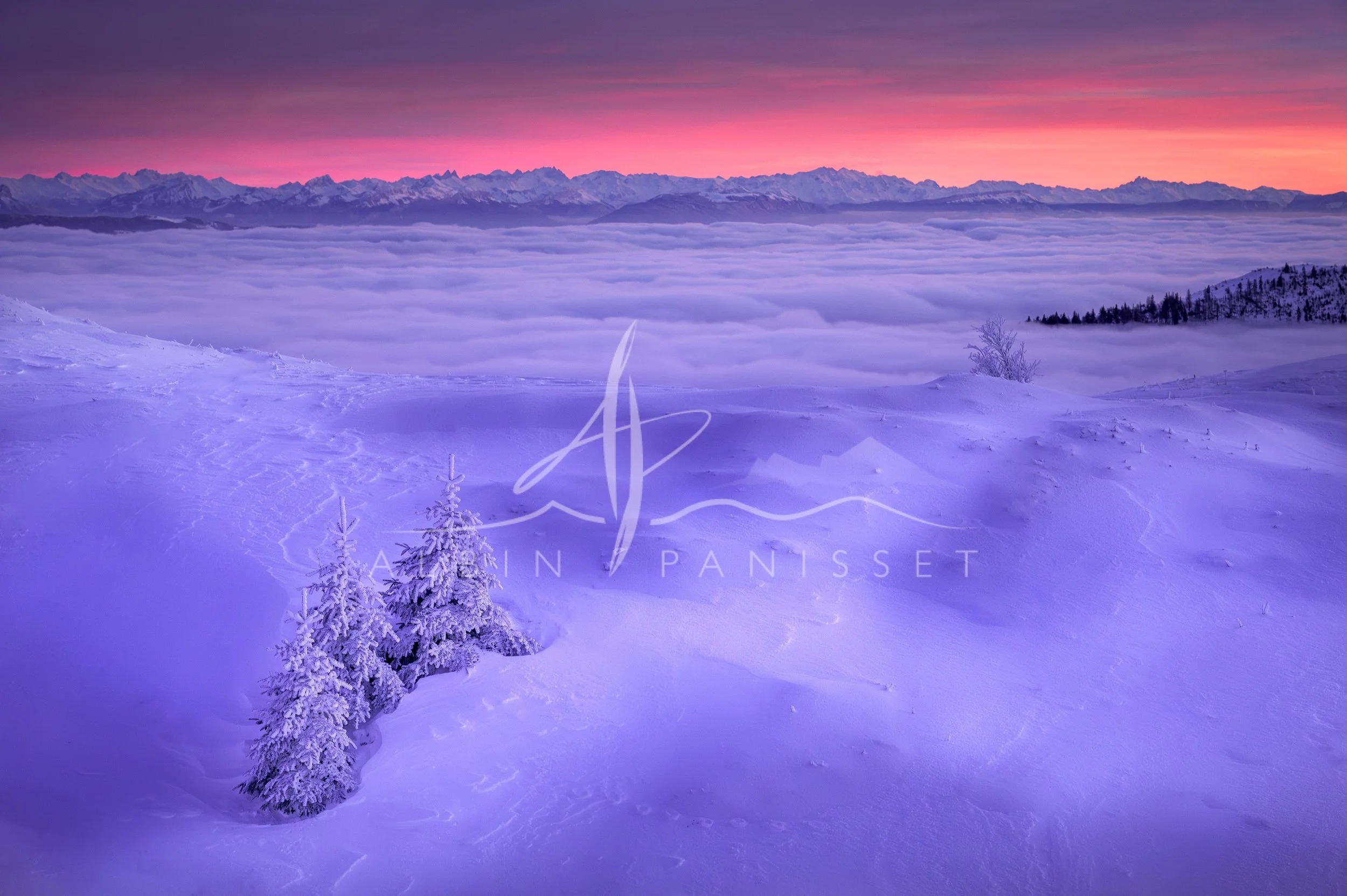 Coucher de soleil sur les sommets