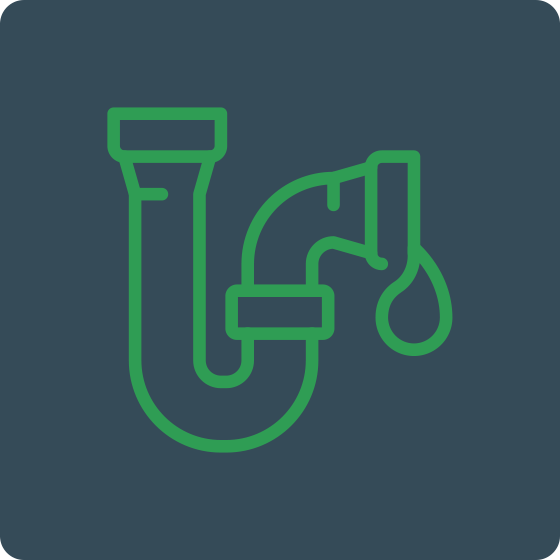 An icon representing a plumbing pipe on a dark background.