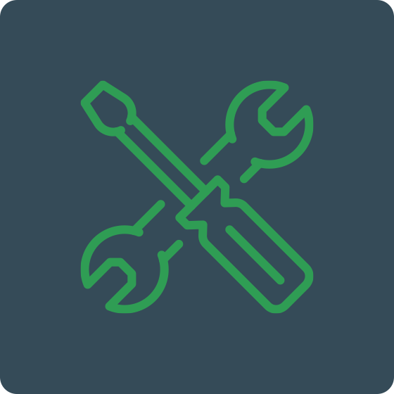 An icon representing a screw driver on a dark background.