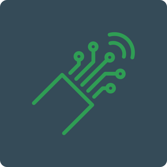 An icon representing data cable with a wireless signal on a dark background.