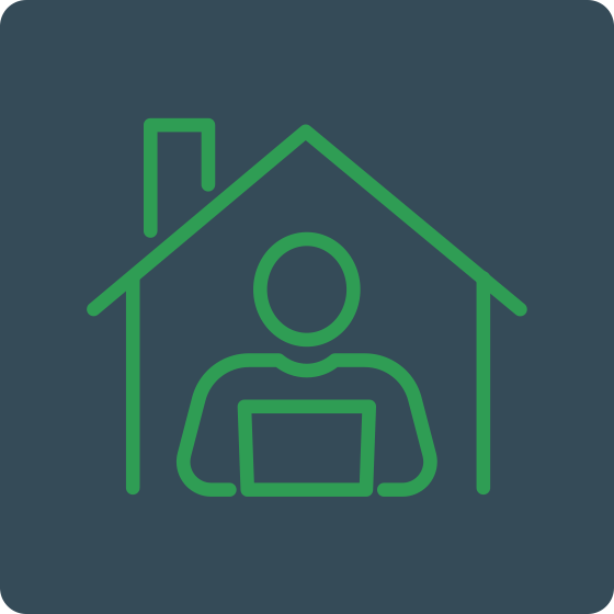 An icon representing a house on a dark background.