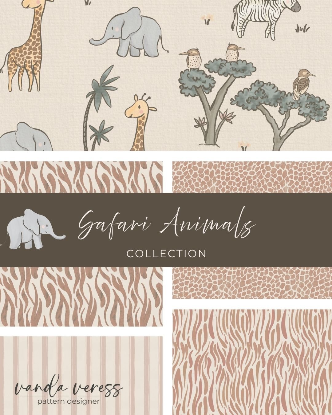 This collection combines safari-inspired motifs with simple coordinating patterns created to work beautifully across nursery interiors and baby products 🌿 Shop fabric and wallpaper on Spoonflower through the link in bio.⁣
⁣
#spoonflower #artlicensin