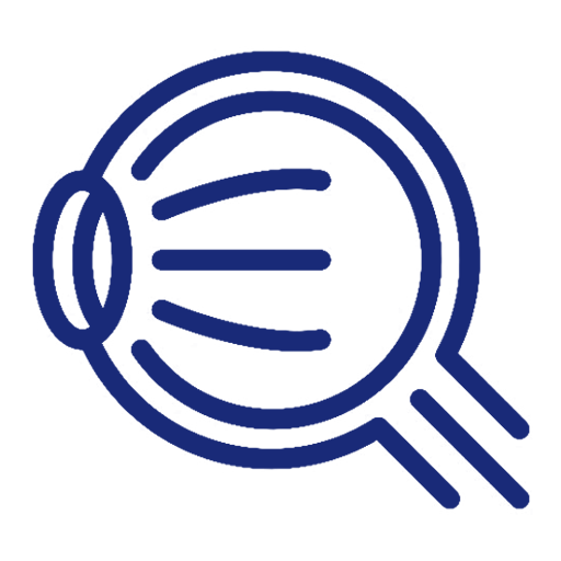 Magnifying glass over a leaf indicating search or research about nature or environment