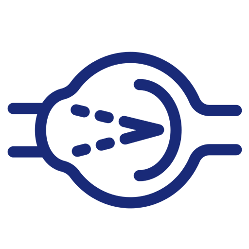Icon of a soccer ball hitting a goal, with lines indicating motion.