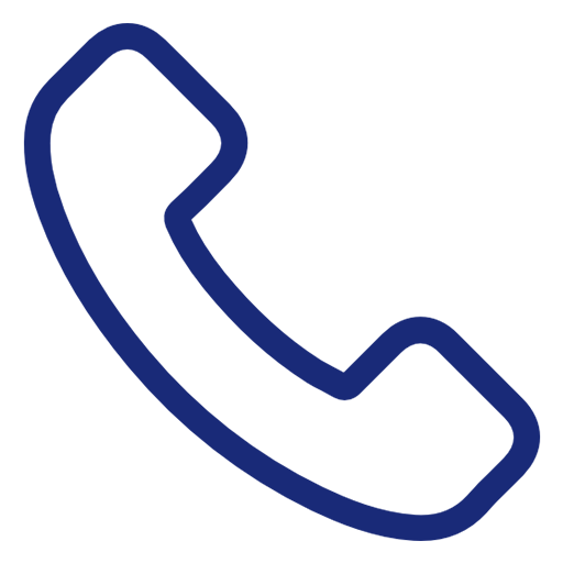Outline of a telephone receiver icon in dark blue on a black background.