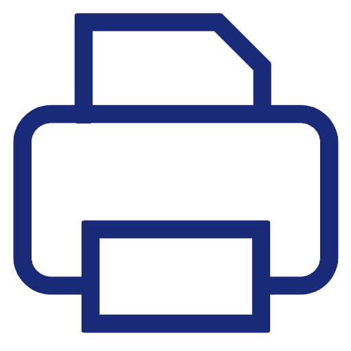 Icon of a printer with a piece of paper being printed.