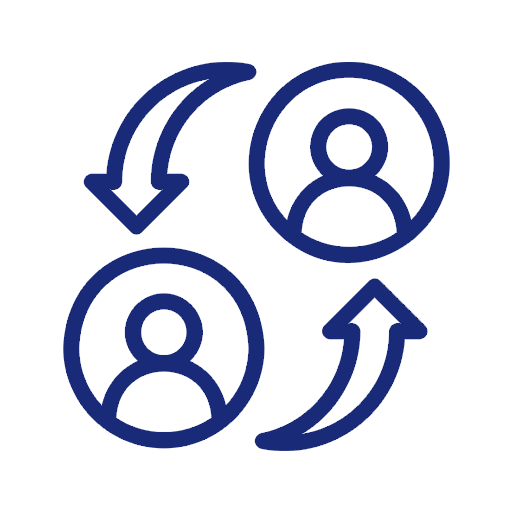 Solid dark blue square background.