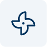 Symbole stylisé en forme de croix ou de fleur, bleue claire sur fond blanc.