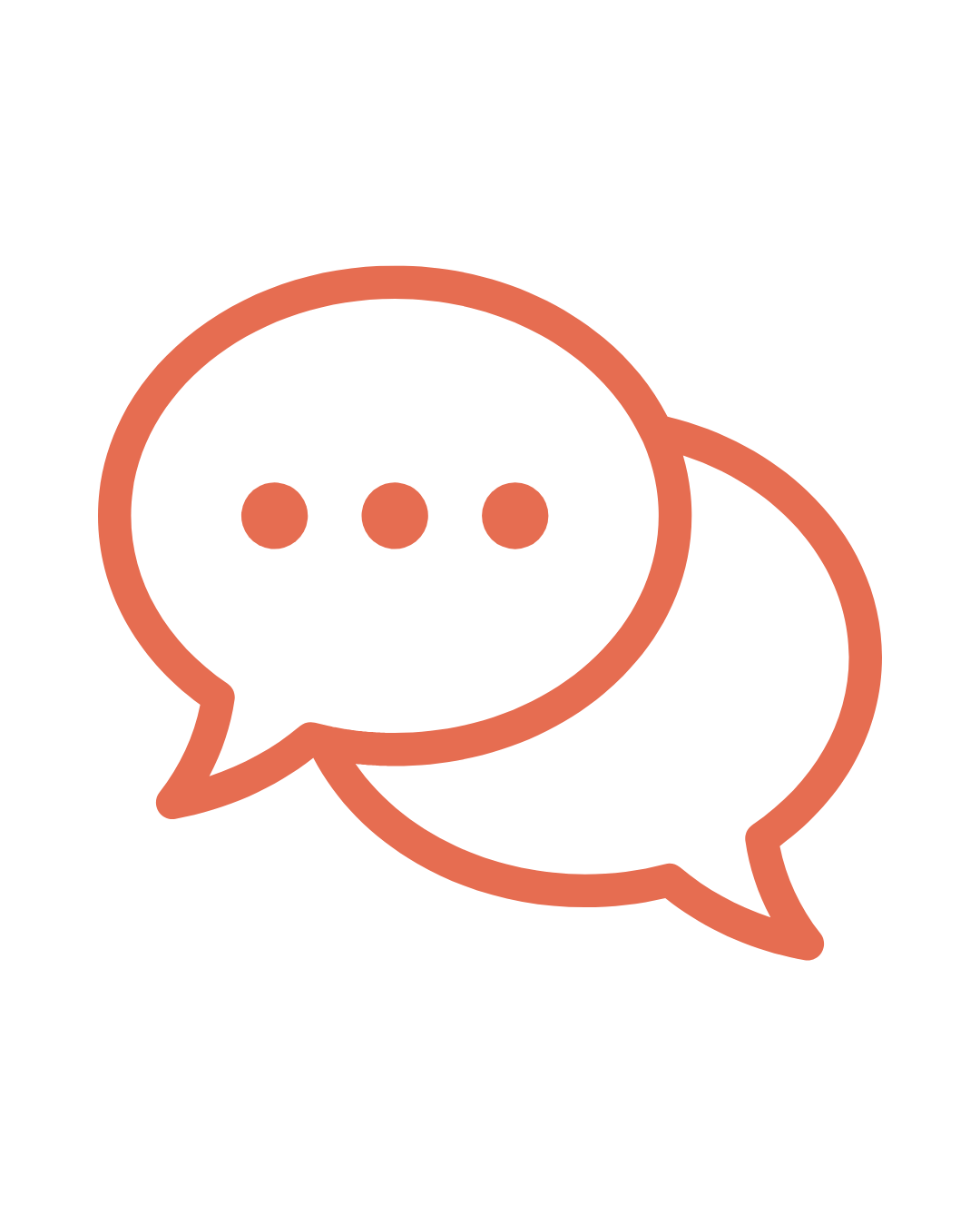 Icono de dos burbujas de diálogo superpuestas, una con tres puntos en su interior.