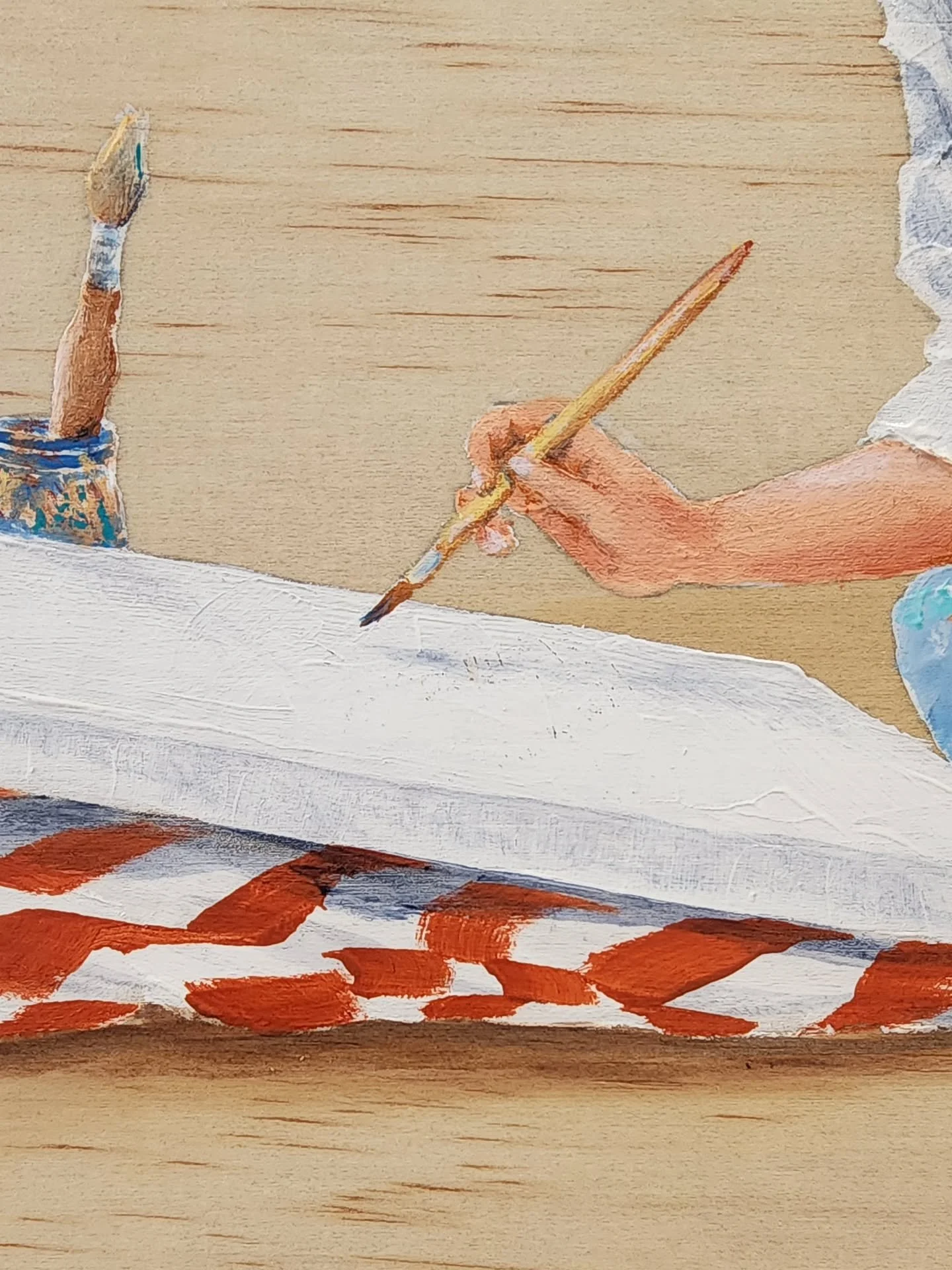 It's not easy painting a self portrait and this is my first one too, so I'm not showing you my face! Maybe another day when I'm in a 'Stuff it' mood with a few 🍷🍷in me...