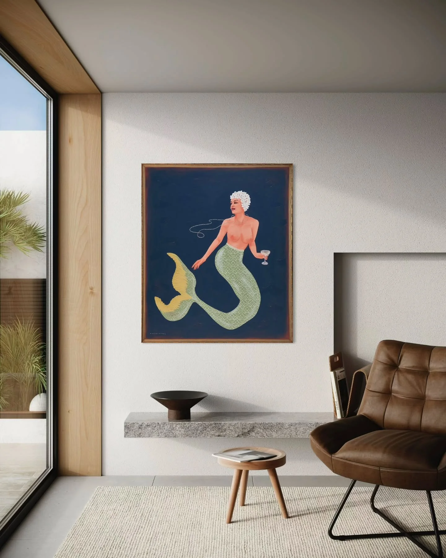 I've finally done it!
I've uploaded more of my sassy mermaids on my website for you to select!

This one is another of my favourites, such a beautiful pose, and I love an old fashioned champagne glass (are they called a coupe glass?)

She was too goo