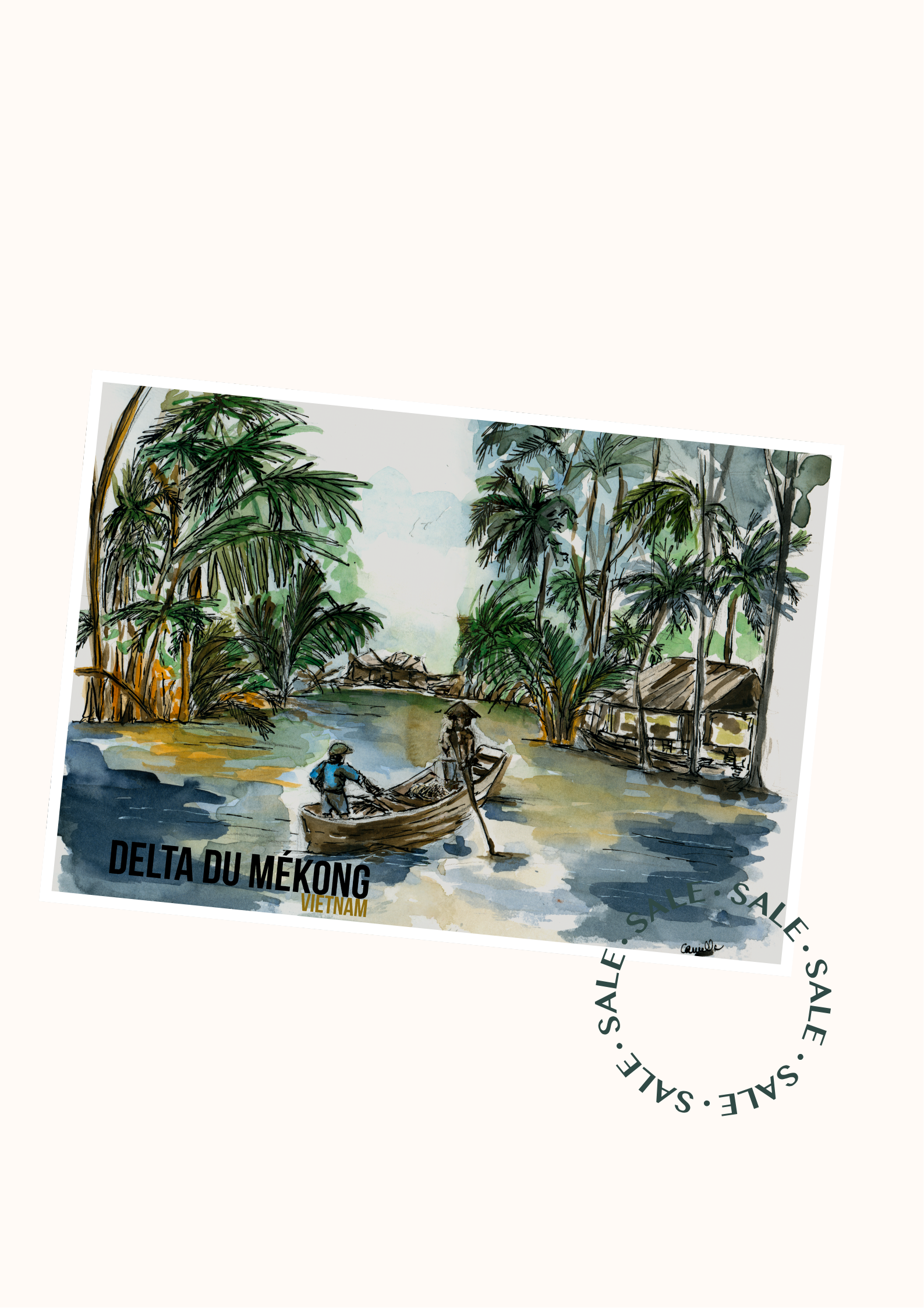 Carte postale illustrée — Delta du Mekong