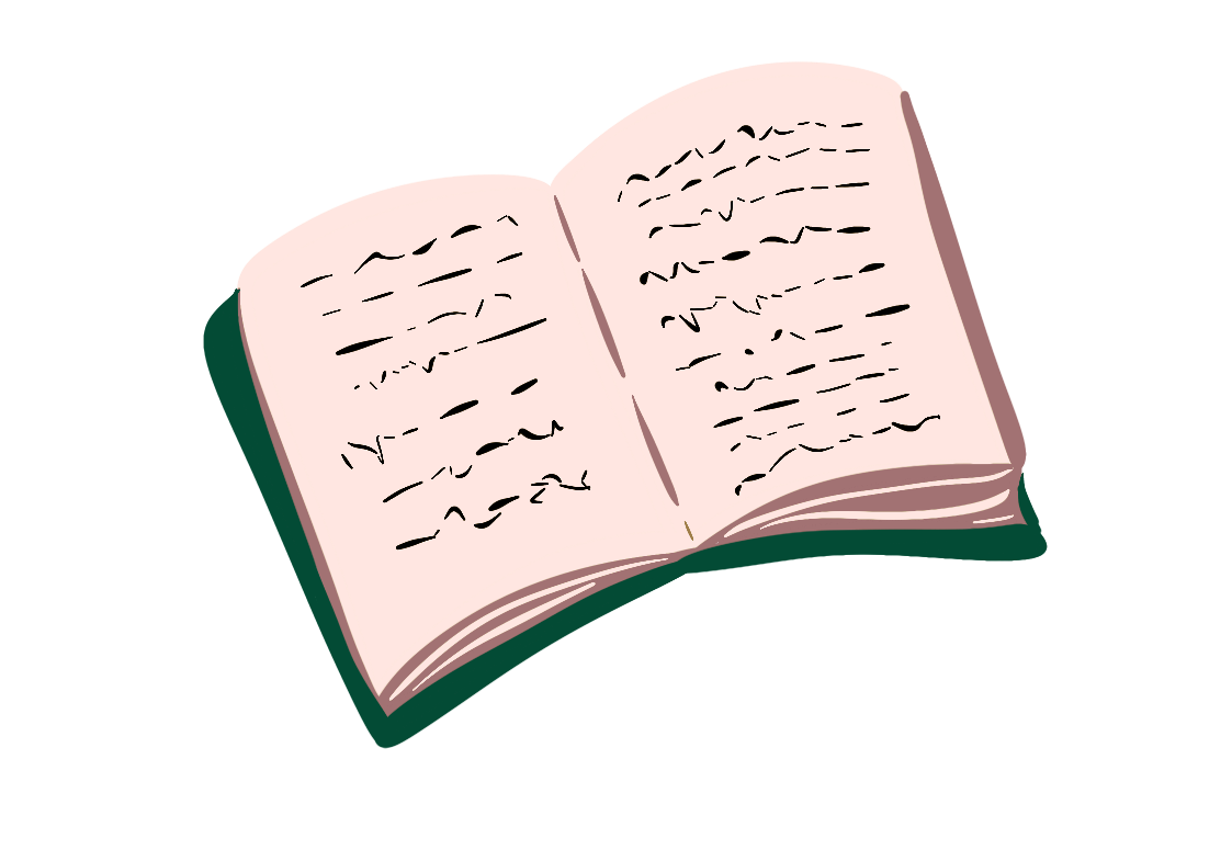 Un livre ouvert avec des pages remplies de texte manuscrit.