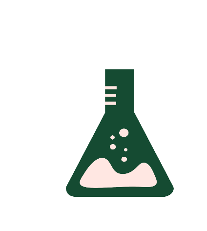 Une Erlenmeyer avec un liquide vert contenant des bulles et un dépôt blanc au fond.