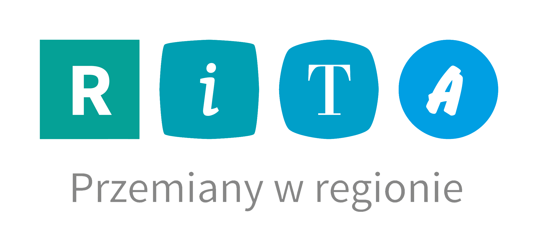 Logo with colorful block letters spelling 'Rita' and a subtitle in Polish 'Przemiany w regionie' in gray text.