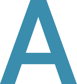 Large blue letter A on a white background.