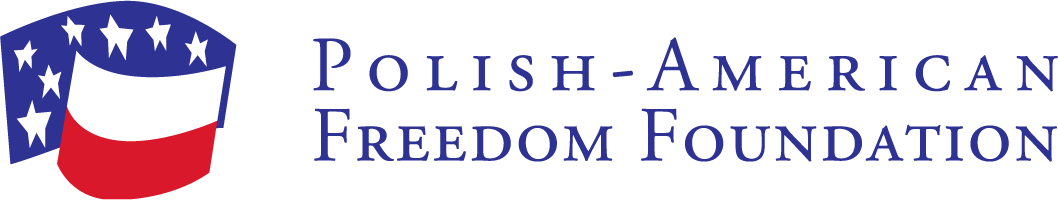 Logo of the Polish-American Freedom Foundation with a stylized state flag design and the organization's name.