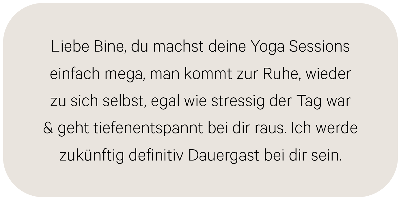 Kundenstimme über Yoga und achtsame Körperarbeit bei Rasatma in Salzburg.