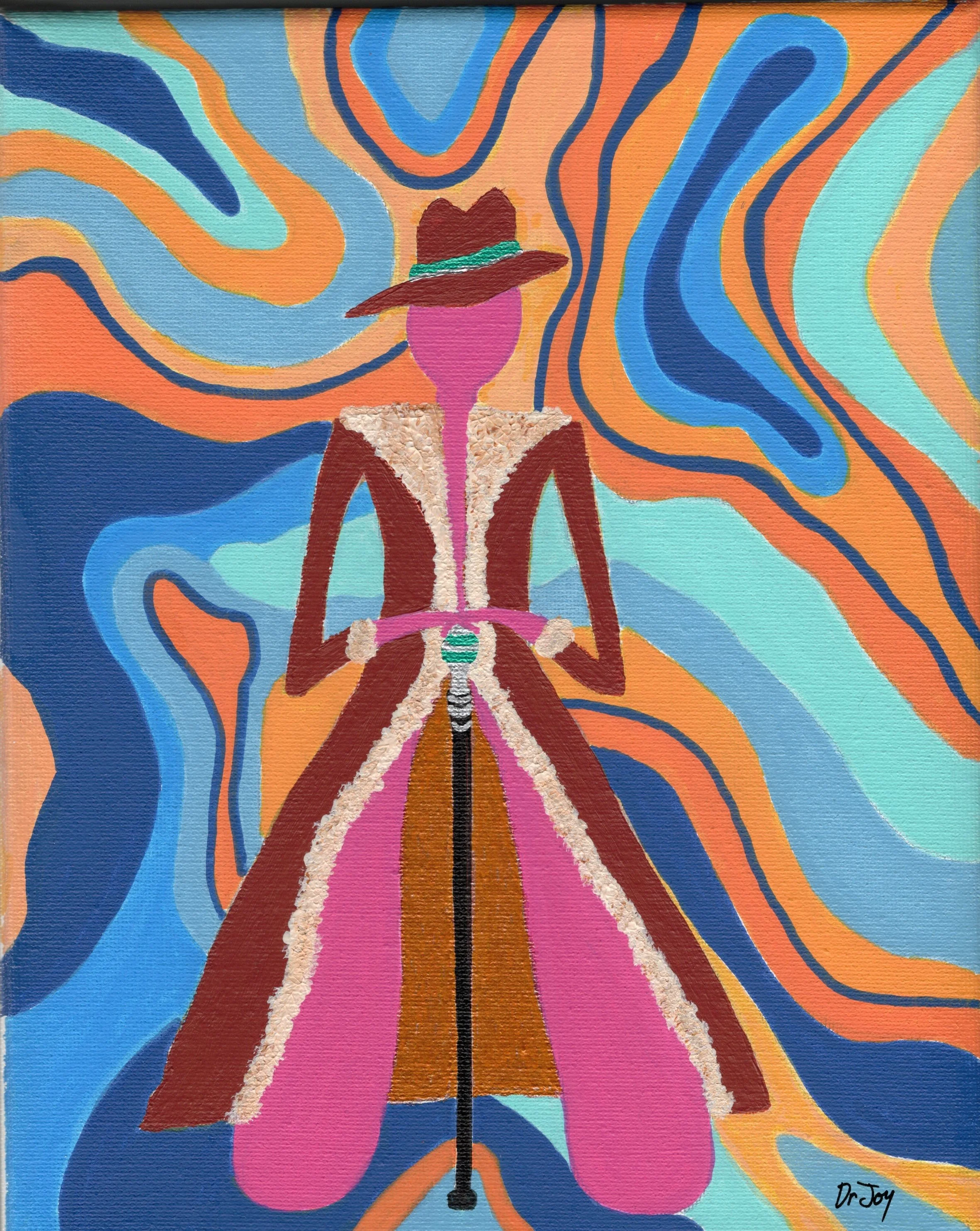 Doris the Clitoris is a badass pimp. This painting shows women that they can own their pleasure and do what makes them happy without apologizing for it