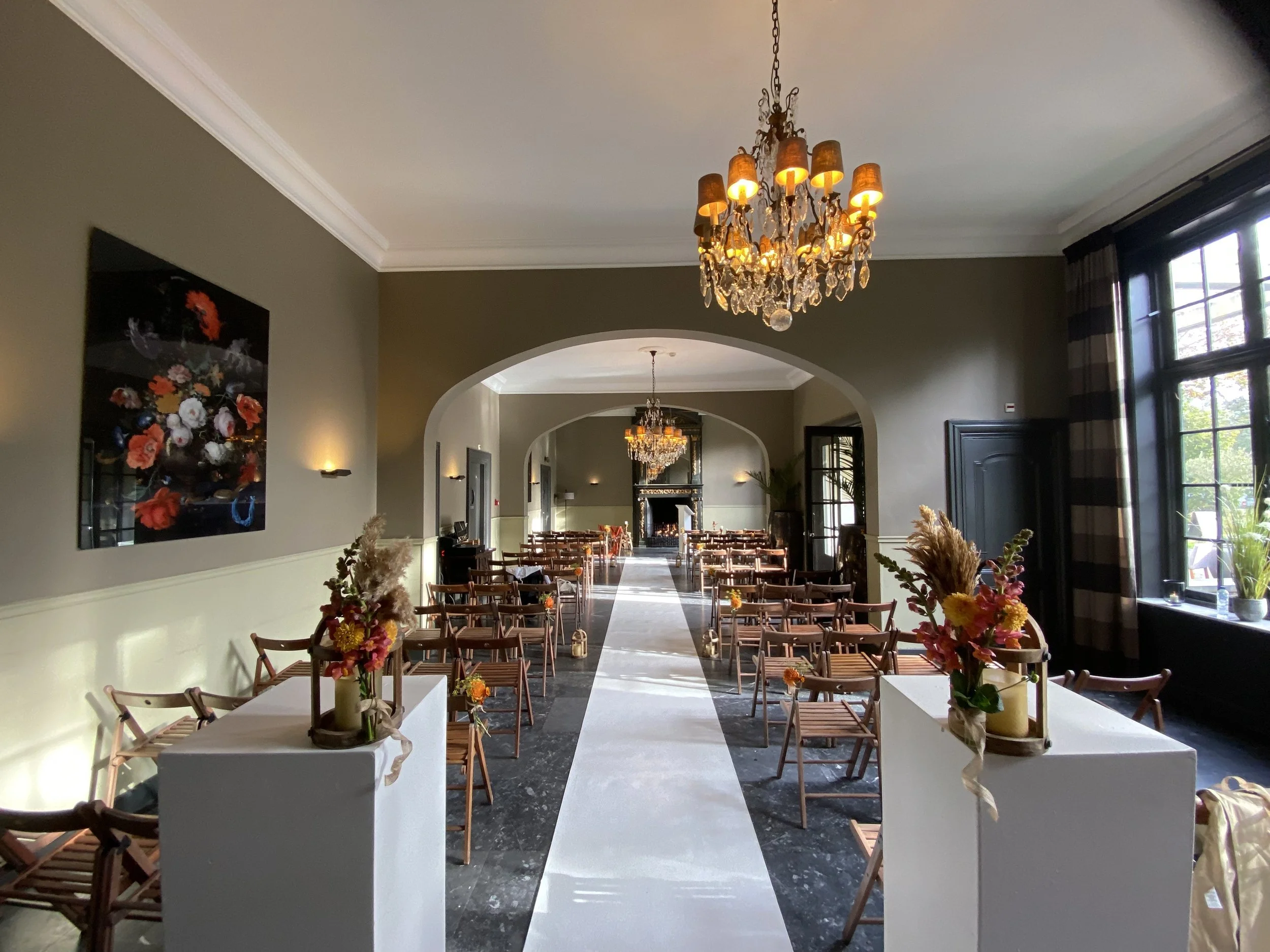 Ceremony aisle, K + S wedding, Slot Moermond, Renesse