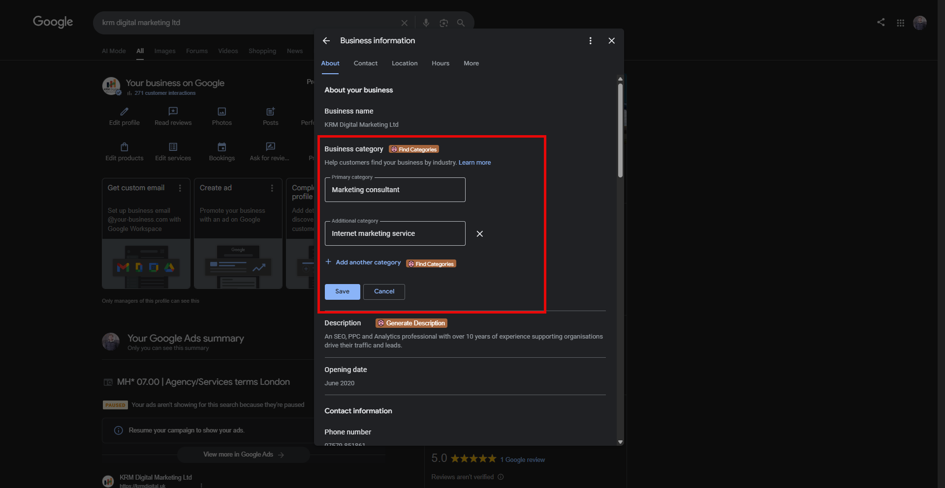 Business Categories within GBP