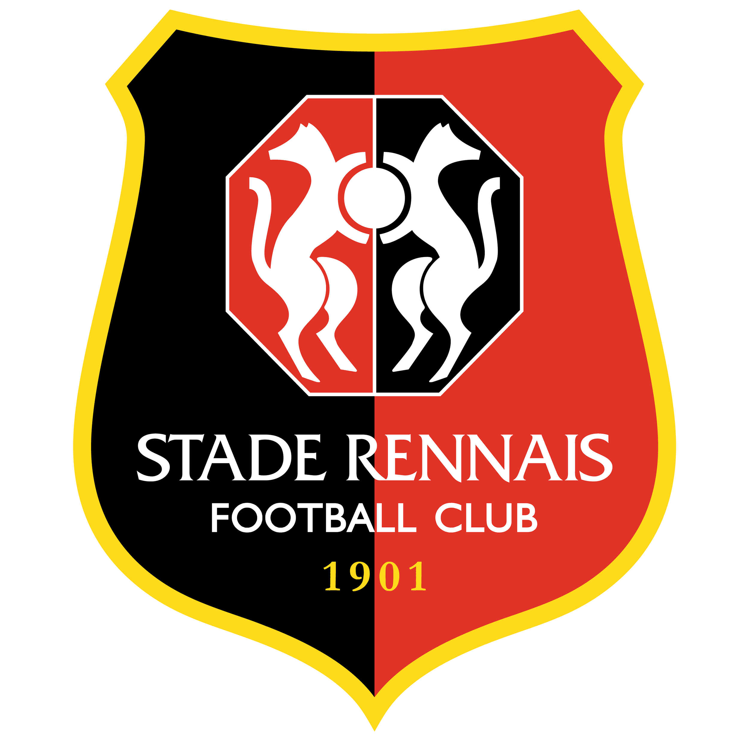 Logo du club de football Stade Rennais FC, fondé en 1901.
