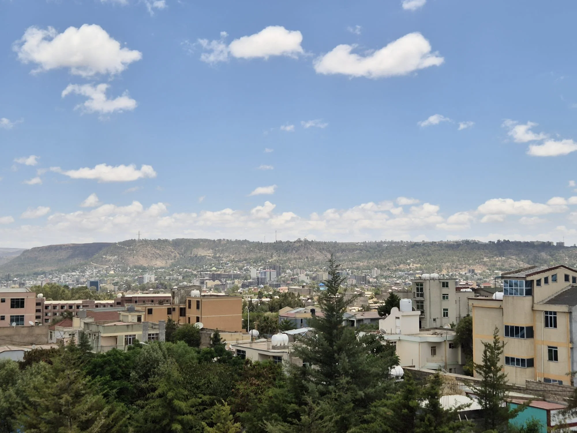 View across Mekelle towards the future Chom’a Mekelle Natural Park, a project supporting urban biodiversity and access to nature.