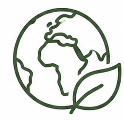 An illustration of the Earth with a leaf at the bottom, symbolizing environmental awareness or eco-friendly concepts.