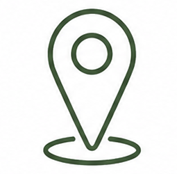 Outline of a map marker or location pin on a white background.