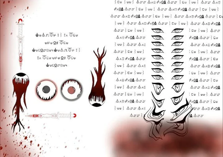time lapse of three of my pages from my necronomicon ; book of sila.