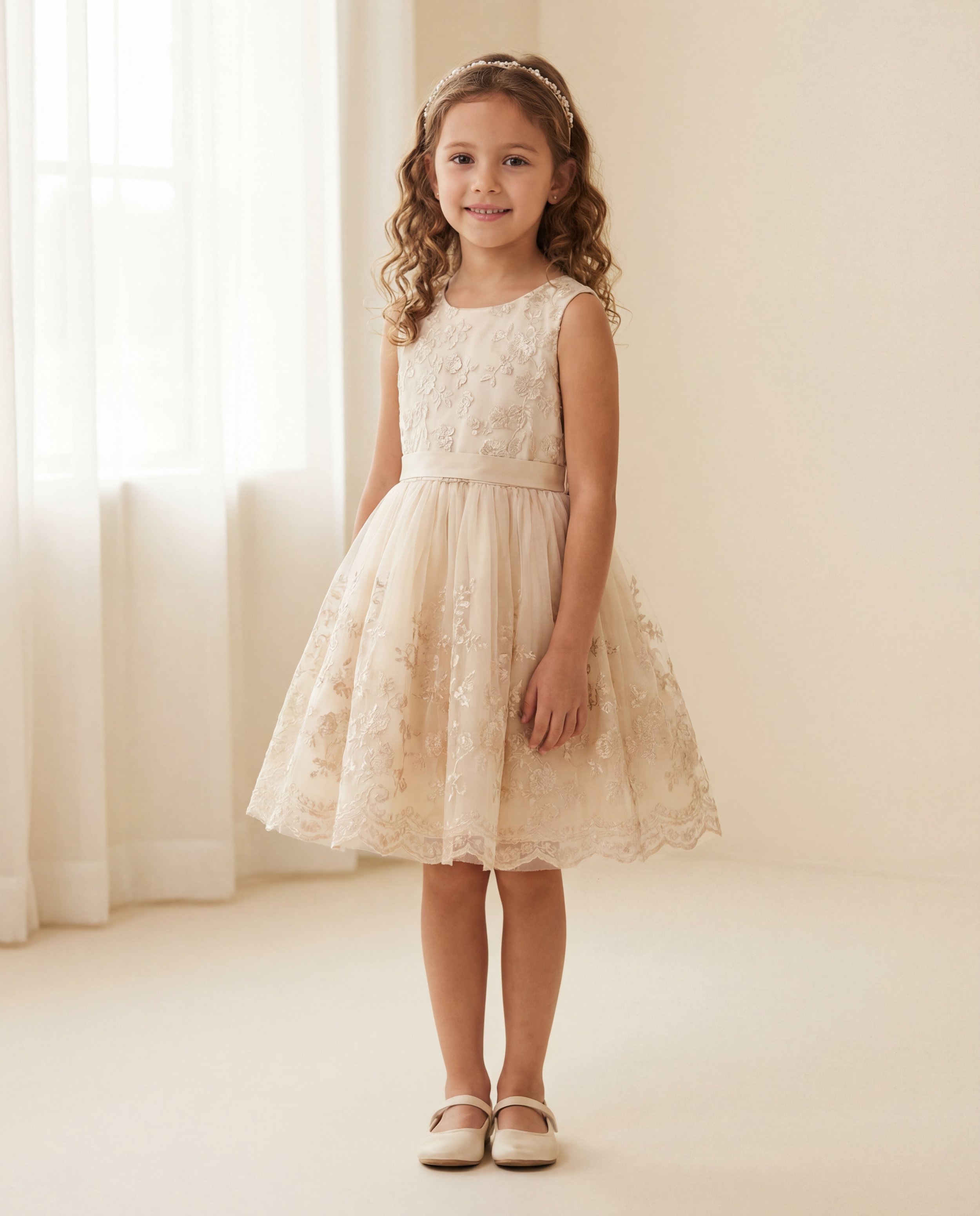Aurielle Champagne Party Dress